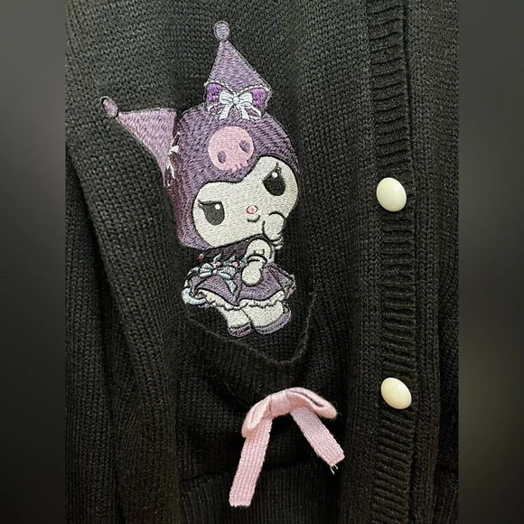 Hot Topic Kuromi Dress-Up Collar Cardigan Size M Black Deadstock - Picture 7 of 10